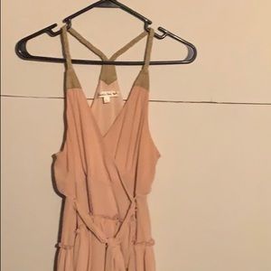Asymmetrical wrap dress in peach